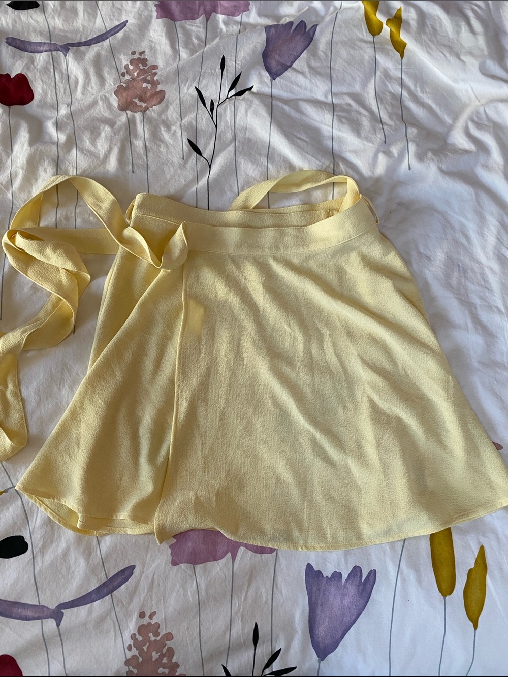 American Apparel Pale Yellow Wrap Skirt with Waist Tie